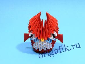 Модульное оригами сова красная