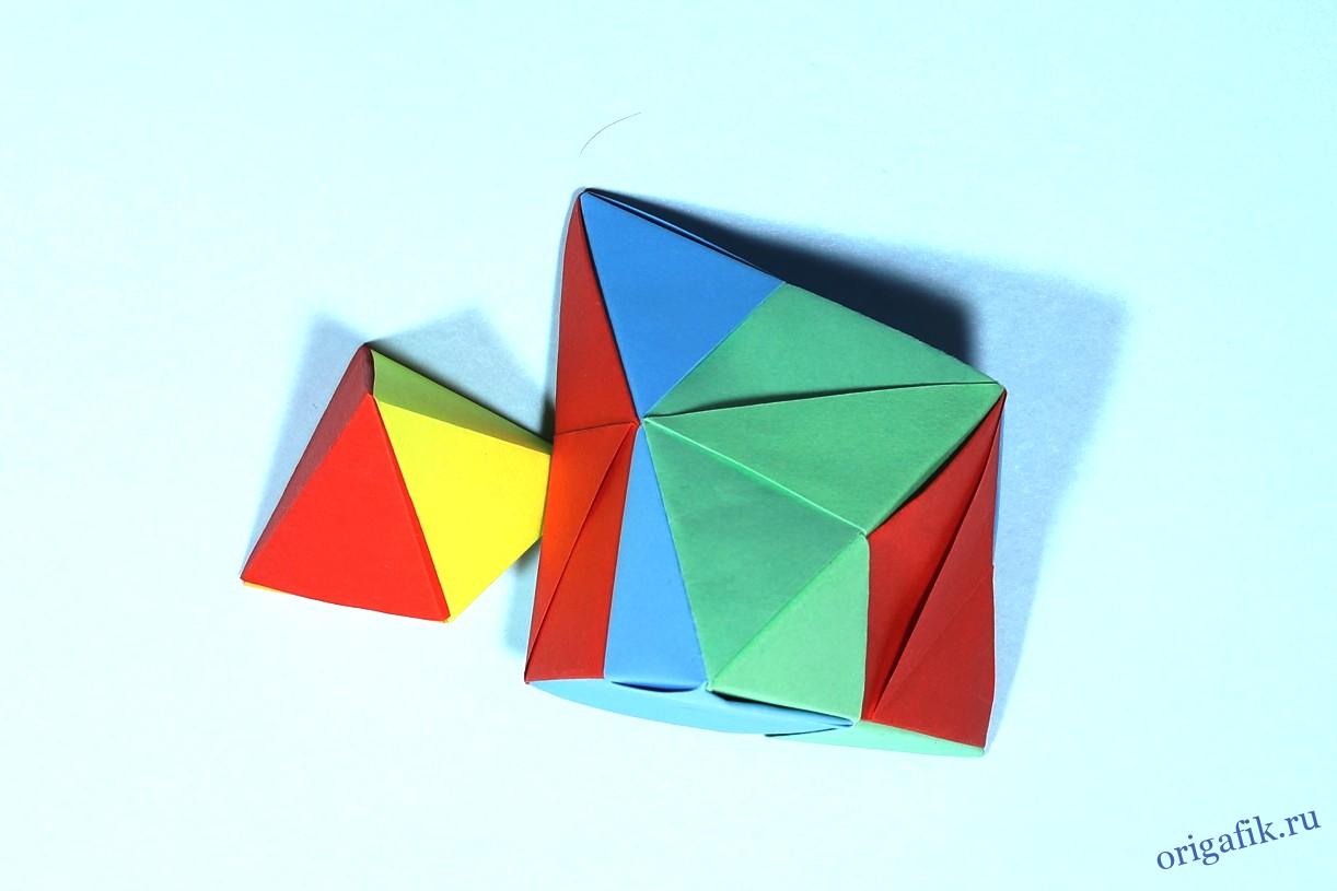 Как сделать 3D треугольник из бумаги. Оригами объёмный треугольник